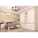 Ver imagem 1 de Quarto Completo Guarda Roupa 3 Portas Cama Casal e Mesa de Cabeceira 3 Gavetas Chicago Neve
