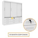 Ver imagem 7 de Quarto Completo Guarda Roupa 3 Portas Cama Casal e Mesa de Cabeceira 3 Gavetas Chicago Neve