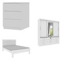 Ver imagem 2 de Quarto Completo Guarda Roupa 3 Portas Cama Casal e Mesa de Cabeceira 3 Gavetas Chicago Neve