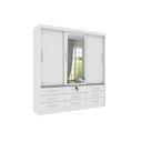 Ver imagem 4 de Quarto Completo Guarda Roupa 3 Portas Cama Casal e Mesa de Cabeceira 3 Gavetas Chicago Neve