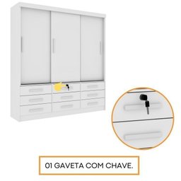 Quarto Completo Guarda Roupa 3 Portas Cama Casal e Mesa de Cabeceira 3 Gavetas Chicago  - 7