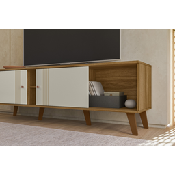 Rack Denver 160m para Tv até 65 Polegadas com 2 Portas de Correr Nature/off White - Peternella - 4