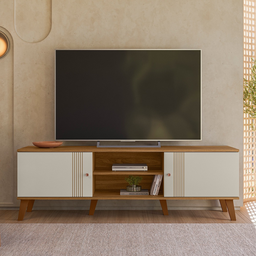 Rack Denver 160m para Tv até 65 Polegadas com 2 Portas de Correr Nature/off White - Peternella - 1