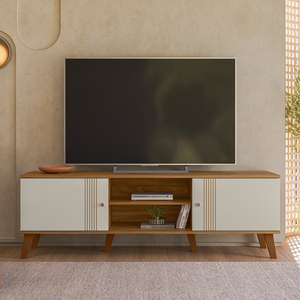 Rack Denver 160m para Tv até 65 Polegadas com 2 Portas de Correr Nature/off White - Peternella