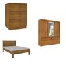 Quarto Completo Guarda Roupa 3 Portas Cama Casal e Mesa de Cabeceira Chicago  - 2
