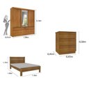 Ver imagem 3 de Quarto Completo Guarda Roupa 3 Portas Cama Casal e Mesa de Cabeceira Chicago Cinamomo
