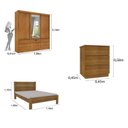 Ver imagem 3 de Quarto Completo Guarda Roupa 3 Portas Cama Casal e Mesa de Cabeceira Chicago 