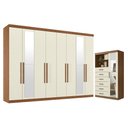 Ver imagem 1 de Guarda Roupa Casal 8 Portas 4 Gavetas Master New com Espelho e Cômoda Marabá com Espelho Jatobá