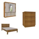 Ver imagem 2 de Quarto Completo Guarda Roupa 3 Portas Cama Casal e Mesa de Cabeceira Chicago 