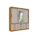 Ver imagem 4 de Quarto Completo Guarda Roupa 3 Portas Cama Casal e Mesa de Cabeceira Chicago Cinamomo/Off White