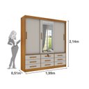 Ver imagem 5 de Quarto Completo Guarda Roupa 3 Portas Cama Casal e Mesa de Cabeceira Chicago Cinamomo/Off White