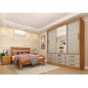 Ver imagem 1 de Quarto Completo Guarda Roupa 3 Portas Cama Casal e Mesa de Cabeceira Chicago Cinamomo/Off White