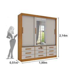 Quarto Completo Guarda Roupa 3 Portas Cama Casal e Mesa de Cabeceira Chicago  - 5
