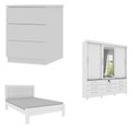 Ver imagem 2 de Quarto Completo Roupeiro 3 Portas, Cama Casal e Mesa de Cabeceira 3 Gavetas Chicago Neve