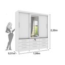 Ver imagem 5 de Quarto Completo Roupeiro 3 Portas, Cama Casal e Mesa de Cabeceira 3 Gavetas Chicago 