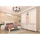 Ver imagem 1 de Quarto Completo Roupeiro 3 Portas, Cama Casal e Mesa de Cabeceira 3 Gavetas Chicago Neve