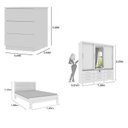 Ver imagem 3 de Quarto Completo Roupeiro 3 Portas, Cama Casal e Mesa de Cabeceira 3 Gavetas Chicago 