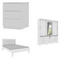 Ver imagem 2 de Quarto Completo Roupeiro 3 Portas, Cama Casal e Mesa de Cabeceira 3 Gavetas Chicago 