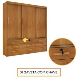 Quarto Completo Roupeiro 3 Portas, Cama Casal e Mesa de Cabeceira Chicago  - 7