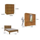 Ver imagem 3 de Quarto Completo Roupeiro 3 Portas, Cama Casal e Mesa de Cabeceira Chicago 