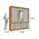 Ver imagem 5 de Quarto Completo Roupeiro 3 Portas, Cama Casal e Mesa de Cabeceira Chicago Cinamomo/Off White