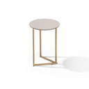Ver imagem 3 de Mesa Lateral Pé de Ferro Estilo Industrial Dourado/off White