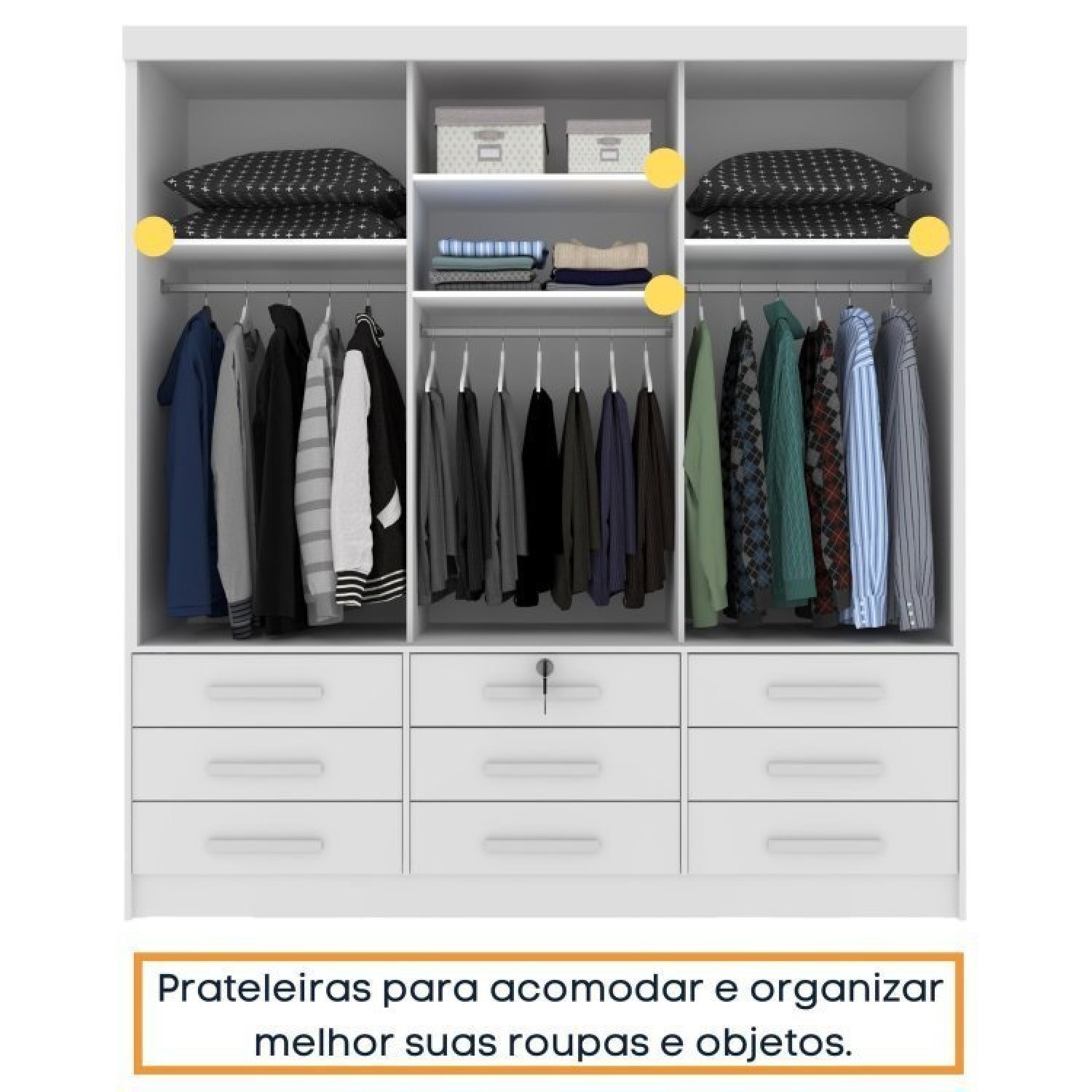 Quarto Completo Roupeiro 3 Portas, Cama Casal e Mesa de Cabeceira 3 Gavetas Chicago  - 8