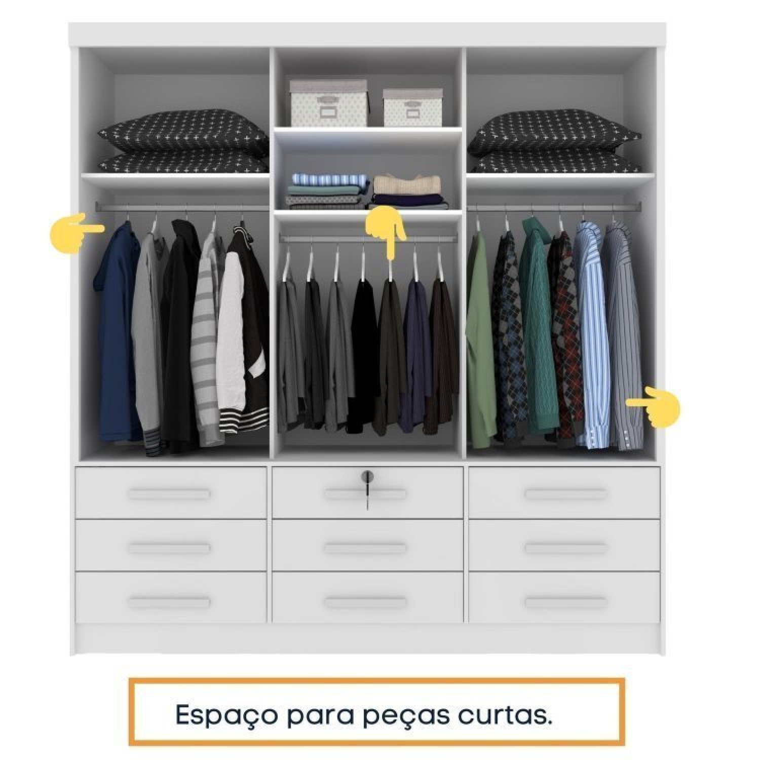 Quarto Completo Roupeiro 3 Portas, Cama Casal e Mesa de Cabeceira 3 Gavetas Chicago  - 9