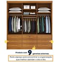 Ver imagem 6 de Quarto Completo Roupeiro 3 Portas, Cama Casal e Mesa de Cabeceira Chicago Cinamomo