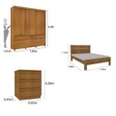 Ver imagem 3 de Quarto Completo Roupeiro 3 Portas, Cama Casal e Mesa de Cabeceira Chicago