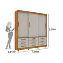 Ver imagem 5 de Quarto Completo Roupeiro 3 Portas, Cama Casal e Mesa de Cabeceira Chicago 