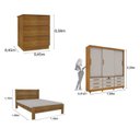Ver imagem 3 de Quarto Completo Roupeiro 3 Portas, Cama Casal e Mesa de Cabeceira Chicago Cinamomo/Off White