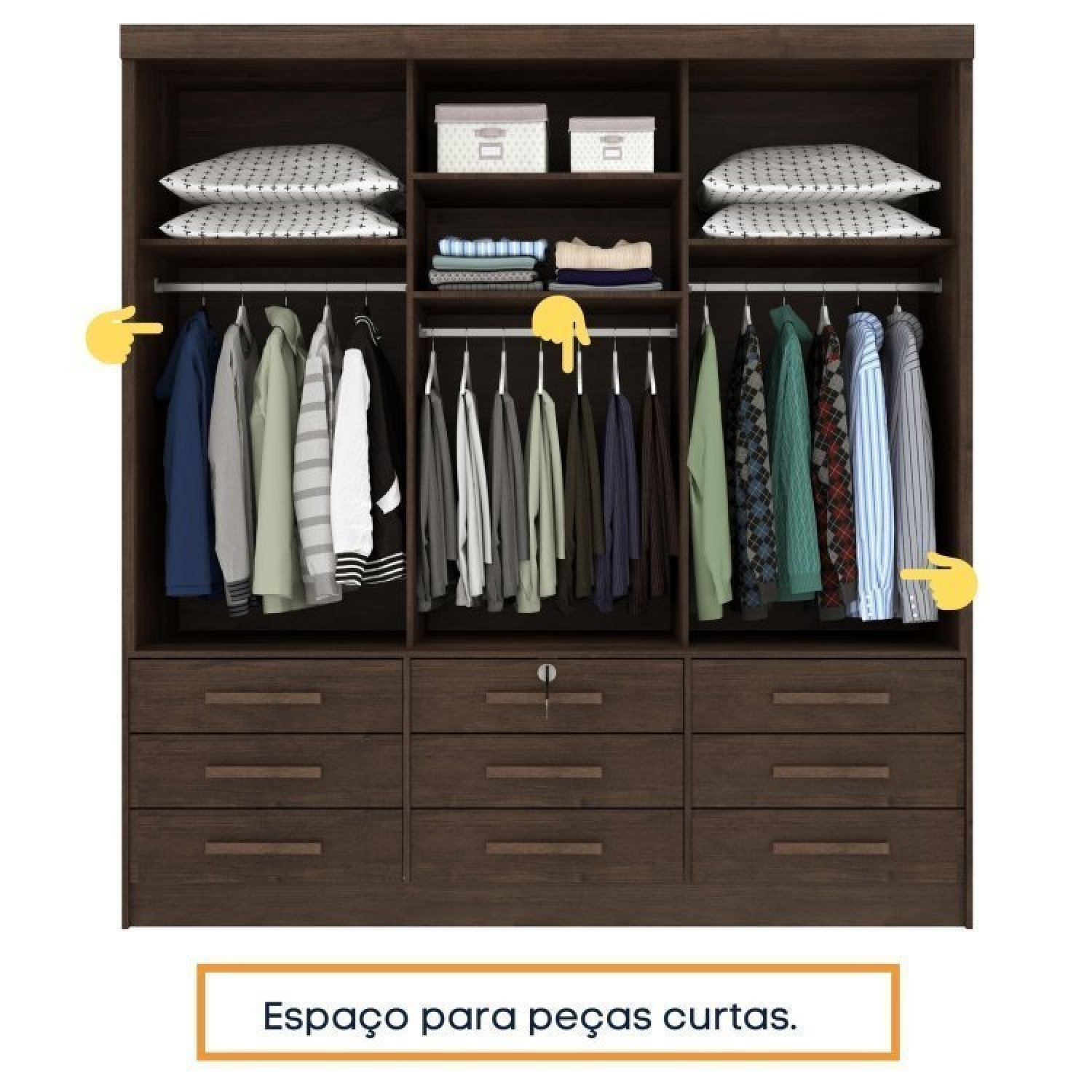 Quarto Completo Roupeiro 3 Portas, Cama Casal e Mesa de Cabeceira Chicago Tcil Móveis - 10