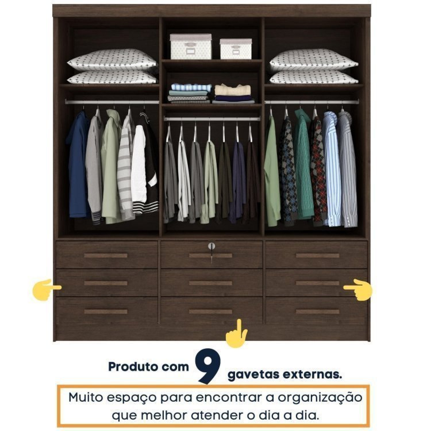 Quarto Completo Roupeiro 3 Portas, Cama Casal e Mesa de Cabeceira Chicago Tcil Móveis - 9