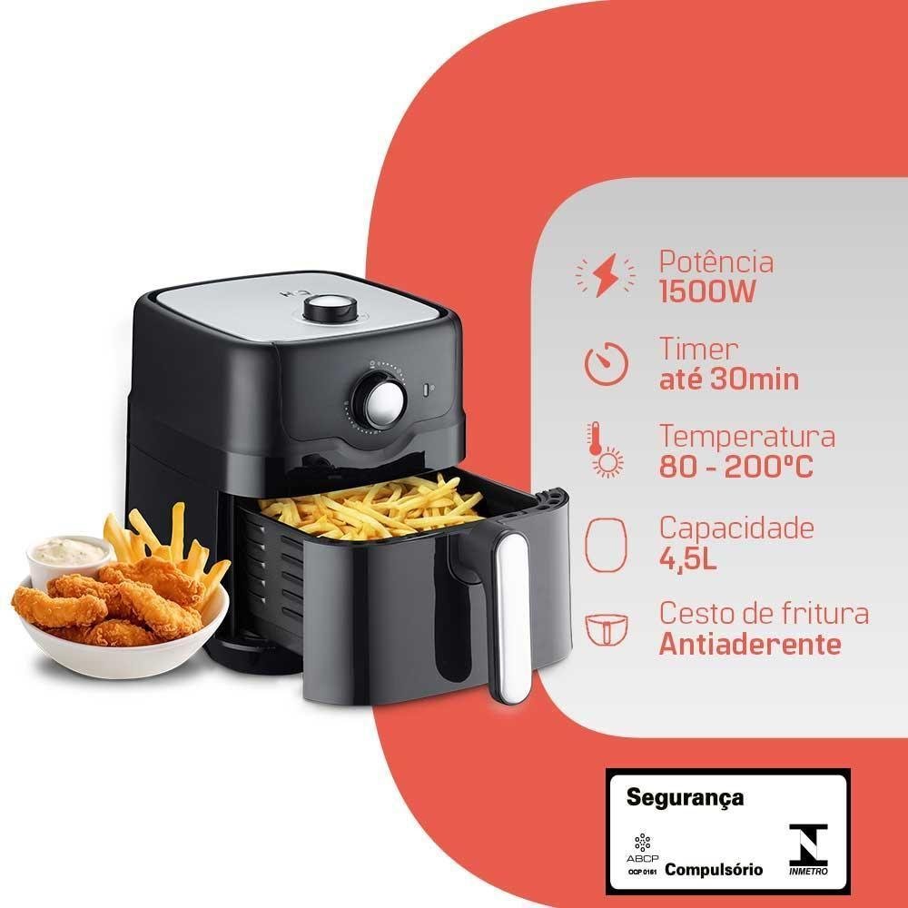Fritadeira Elétrica Airfryer Hq 4,5 Litros Preto Hf 8350 - 220v - 2