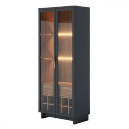 Cristaleira Com 2 Portas E 1 Gaveta Noce Milano/preto Fosco - 4