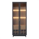 Ver imagem 7 de Cristaleira Com 2 Portas E 1 Gaveta Noce Milano/preto Fosco