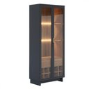 Ver imagem 3 de Cristaleira Com 2 Portas E 1 Gaveta Noce Milano/preto Fosco