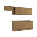 Ver imagem 3 de Armário de Cozinha Completa 3 Gavetas 100% Mdf 300cm Nogueira Celeste Kappesberg