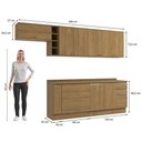 Ver imagem 6 de Armário de Cozinha Completa 3 Gavetas 100% Mdf 300cm Nogueira Celeste Kappesberg