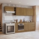 Ver imagem 1 de Armário de Cozinha Completa 3 Gavetas 100% Mdf 300cm Nogueira Celeste Kappesberg