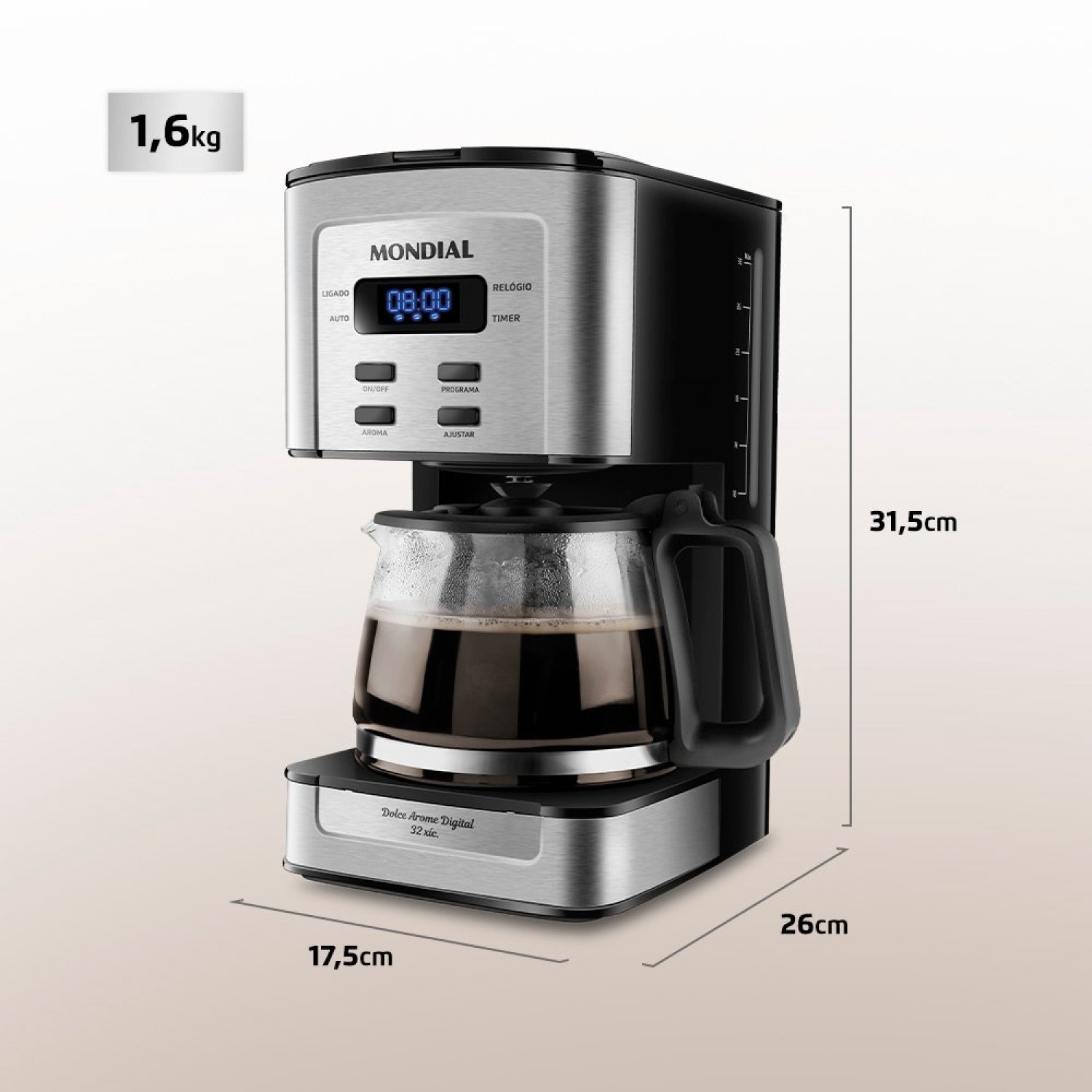 Cafeteira Elétrica Dolce Arome Digital 800w 220v C-44-32x-sdi Mondial - 3