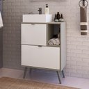 Ver imagem 5 de Gabinete com Pés para Banheiro 60cm com Cuba e Espelheira Nordic Cinza/Branco/Argento