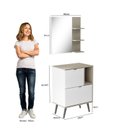 Ver imagem 3 de Gabinete com Pés para Banheiro 60cm com Cuba e Espelheira Nordic Cinza/Branco/Argento