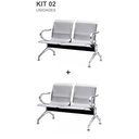 Ver imagem 1 de Kit com 2 Cadeiras Longarina Aeroporto Cromada 2 Lugares