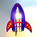Ver imagem 2 de Pendente Foguete Infantil em Acrílico Azul – Iluminação Led, Bivolt, Soquete E27