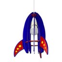 Ver imagem 1 de Pendente Foguete Infantil em Acrílico Azul – Iluminação Led, Bivolt, Soquete E27