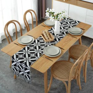 Linho de algodão de luxo corredor mesa buffalo xadrez borla mesa de casamento decoração chá café mes
