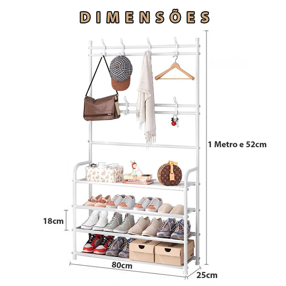 Rack Sapateira 4 Andares Organizador Roupa Sapato Tenis Sandalia Bolsa Decoraçao Closet Sala Quarto  - 3