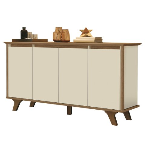 Balcão Buffet 4 Portas 3 Prateleiras Requinte F08 Freijó/Off White - Mpozenato